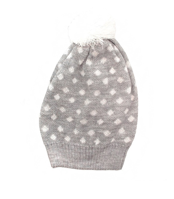 [L37011] GORRO DE LANA LUNARES CON POMPON