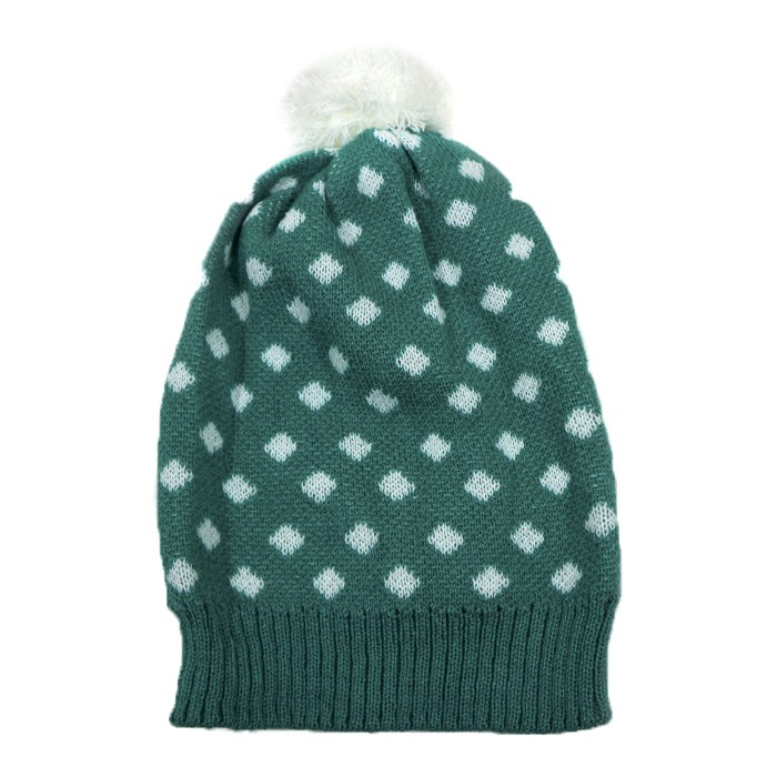 [L37011] GORRO DE LANA LUNARES CON POMPON
