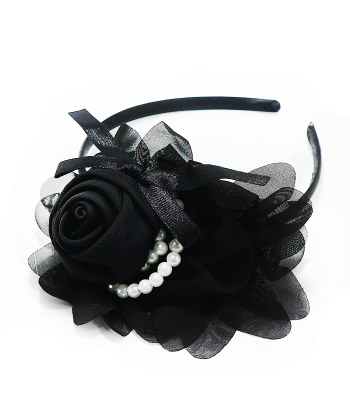 VINCHA APLIQUE FLOR Y PERLAS