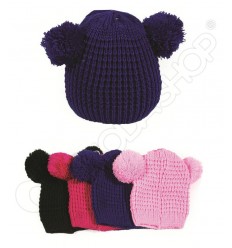[5551] GORRO DE LANA TEJIDO CON OREJITAS DE POMPONES