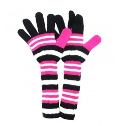 [4887] GUANTES LARGOS DE LANA RAYADO