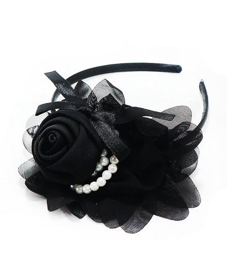 [13176] VINCHA APLIQUE FLOR Y PERLAS