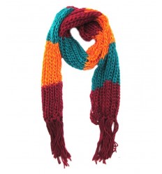[37015] BUFANDA DE LANA TEJIDA MULTICOLOR 180X25CM