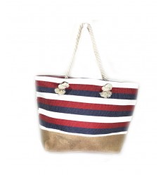 [20561] Bolso playero rayado con manija de soga